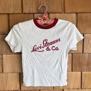 Levi Strauss & Co. Women's White Ringer Tee with Red Logo